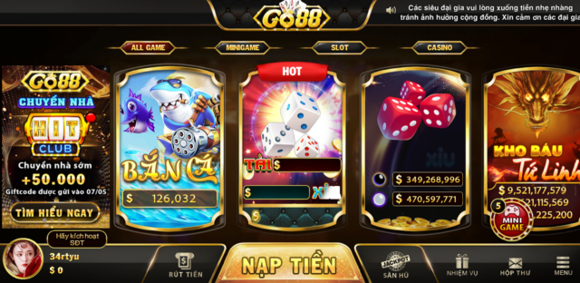 Go88 luôn nằm trong top game bài đổi thưởng